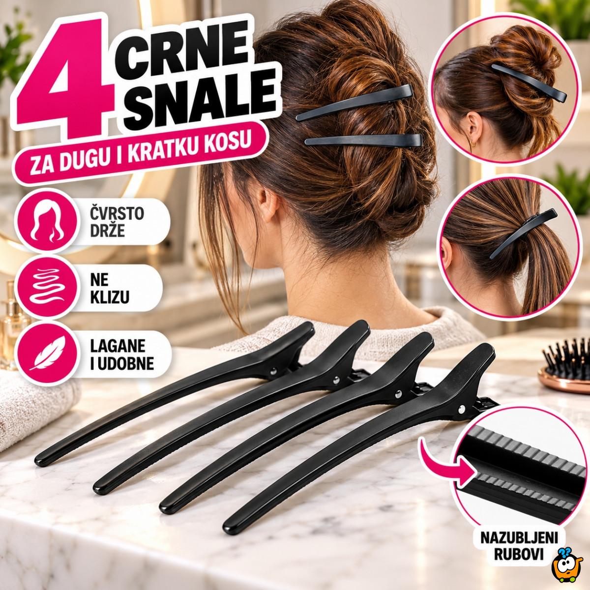 Hair Clip štipaljke za kosu -  set od 4 crne šnale