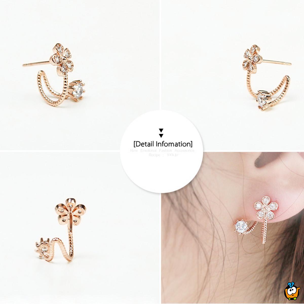 Golden Flower - Elegantne minđuše sa dezenom cveta