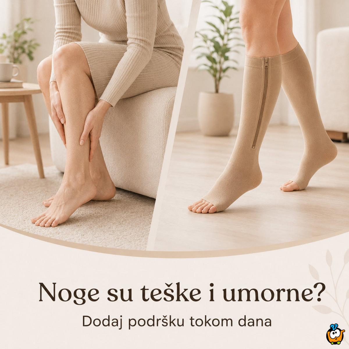Kompresijske čarape sa rajsferšlusom za bol i otok u nogama