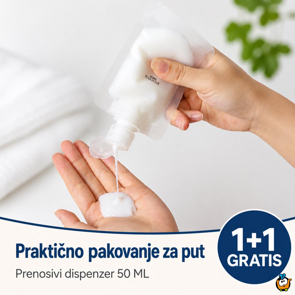 1+1 GRATIS Prenosivi dispenzer za kreme, sampone ili tečnu hranu od 50 ML