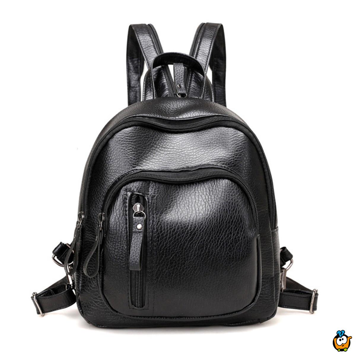 All-Match Backpack - Ženski crni ranac od eko kože 