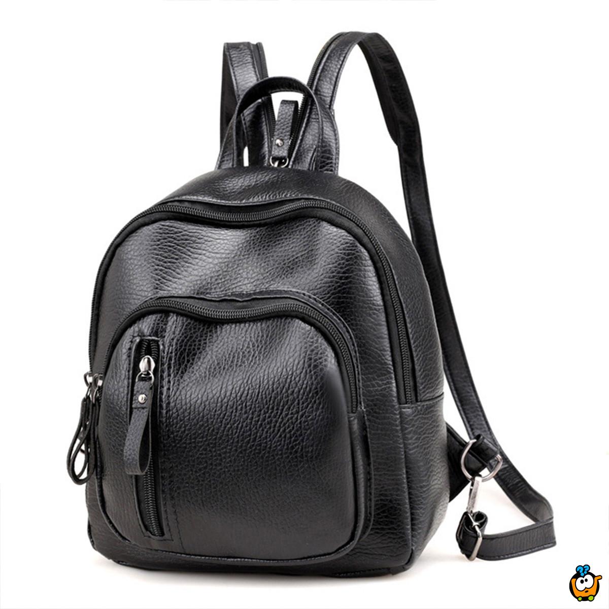 All-Match Backpack - Ženski crni ranac od eko kože 