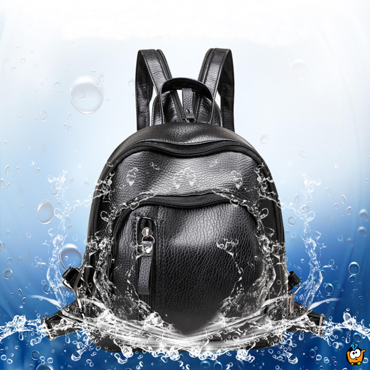 All-Match Backpack - Ženski crni ranac od eko kože 