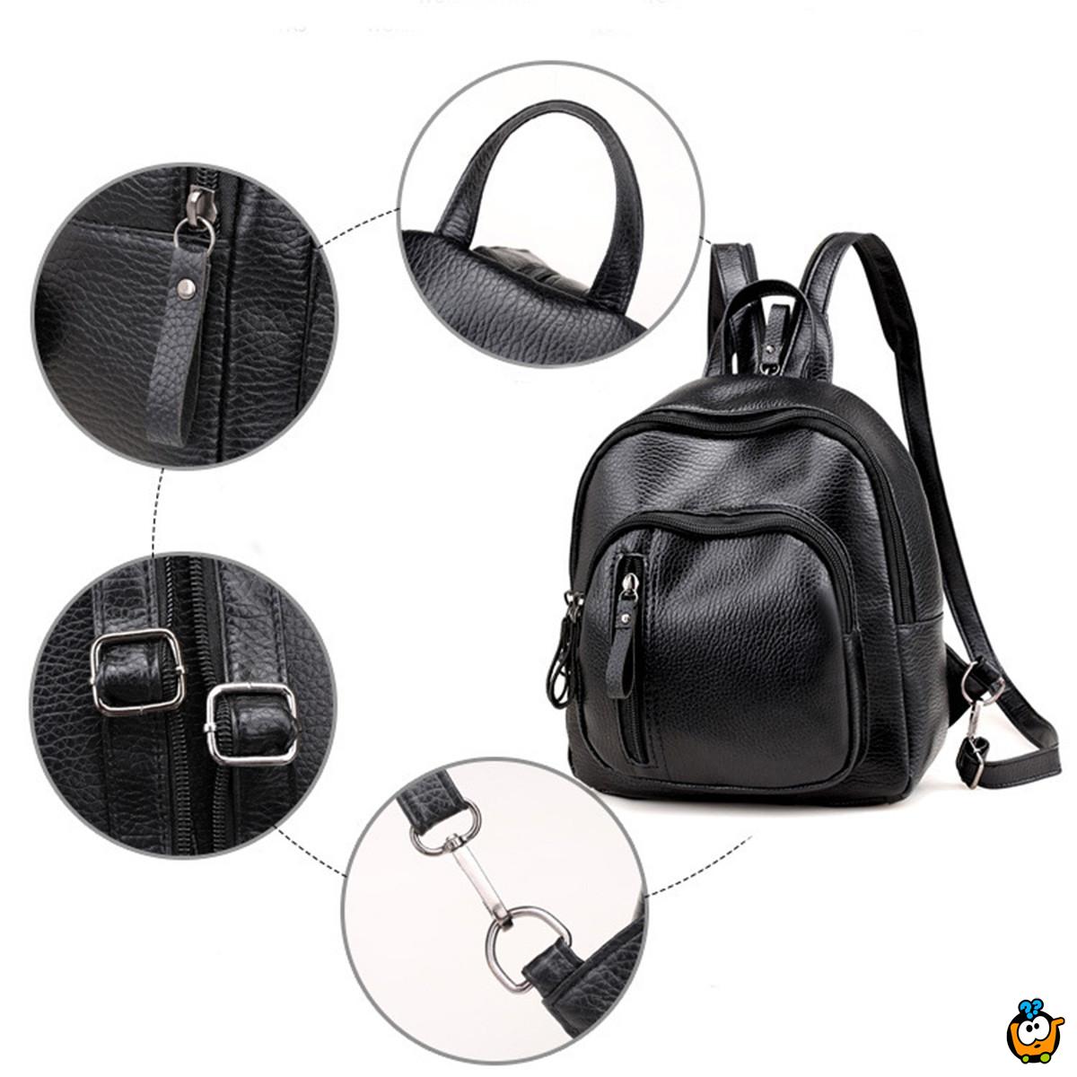All-Match Backpack - Ženski crni ranac od eko kože 