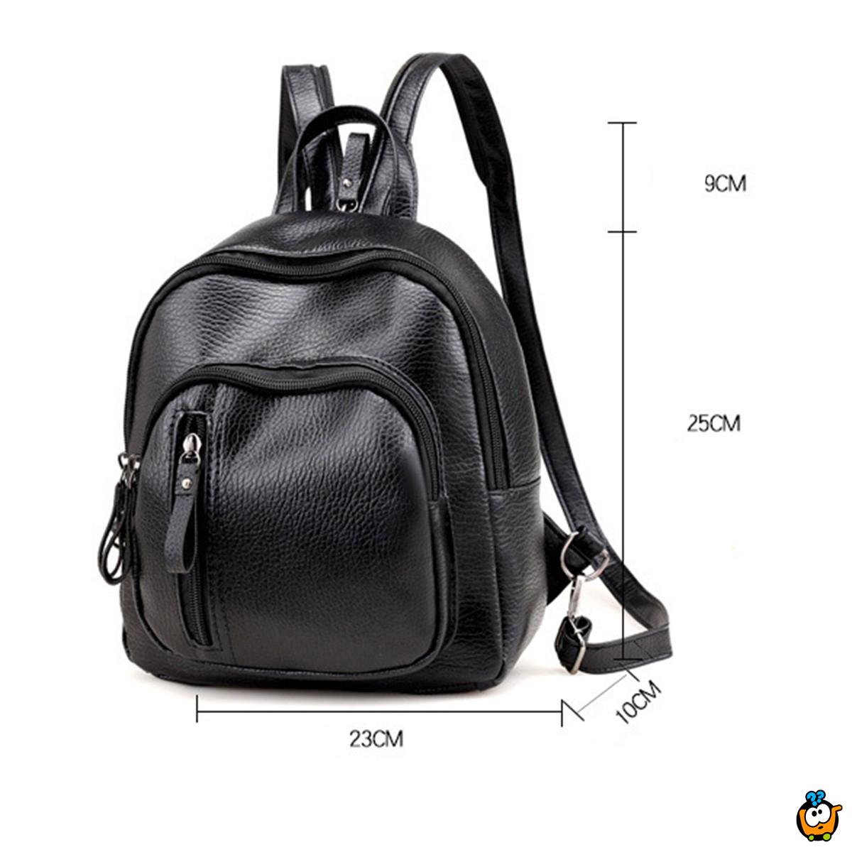 All-Match Backpack - Ženski crni ranac od eko kože 