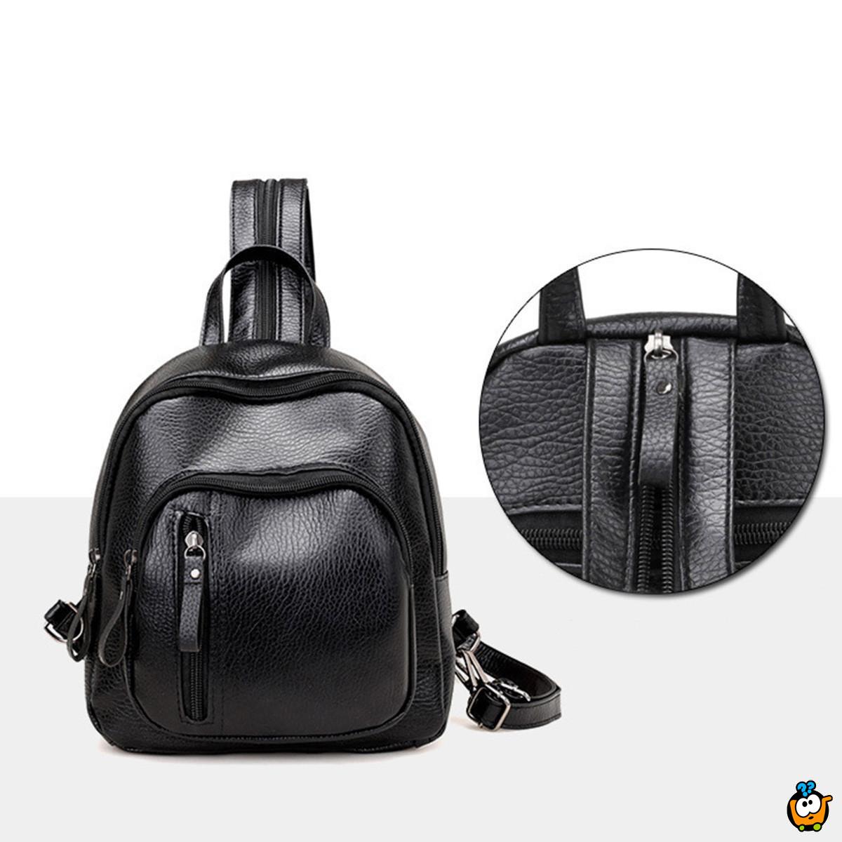 All-Match Backpack - Ženski crni ranac od eko kože 