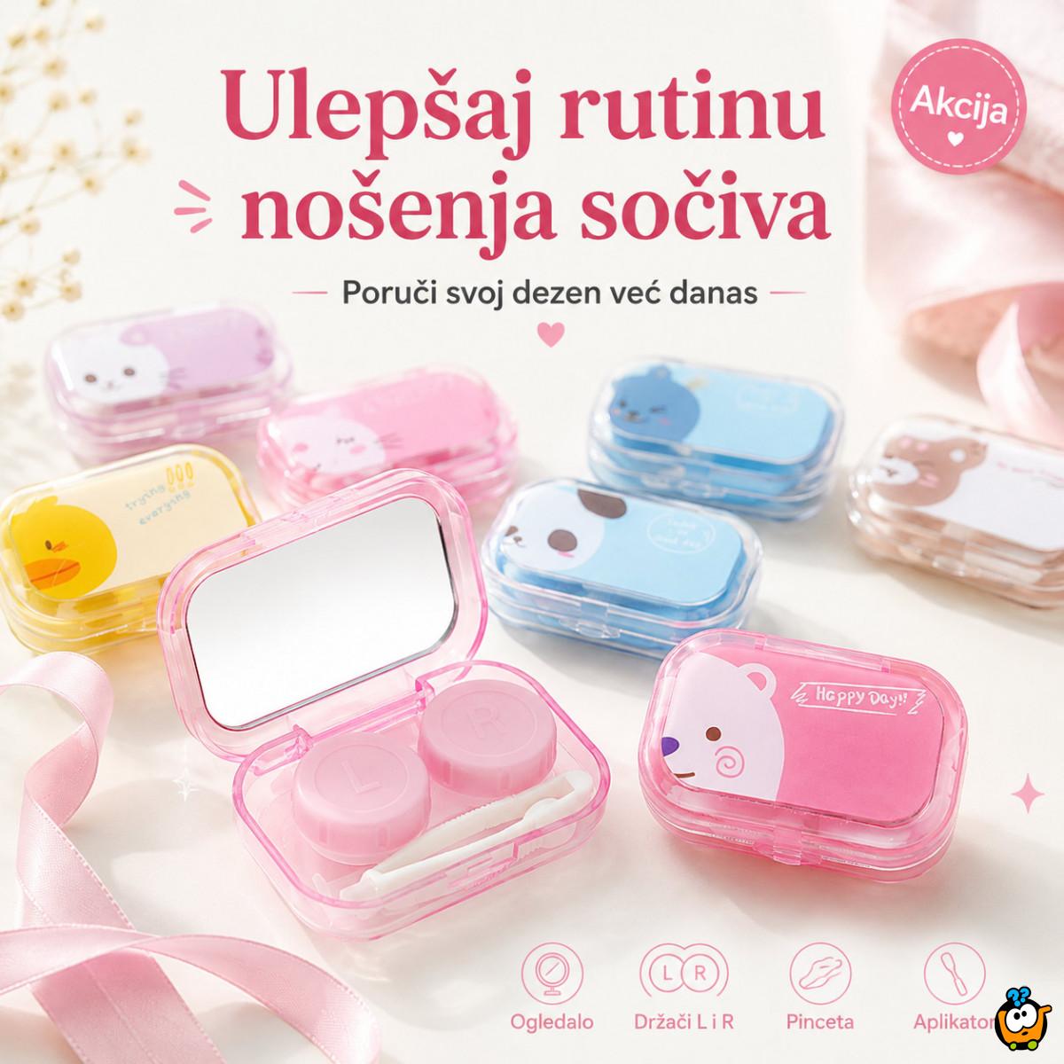 Set 2 kutije za sočiva sa ogledalom, pincetom i aplikatorom