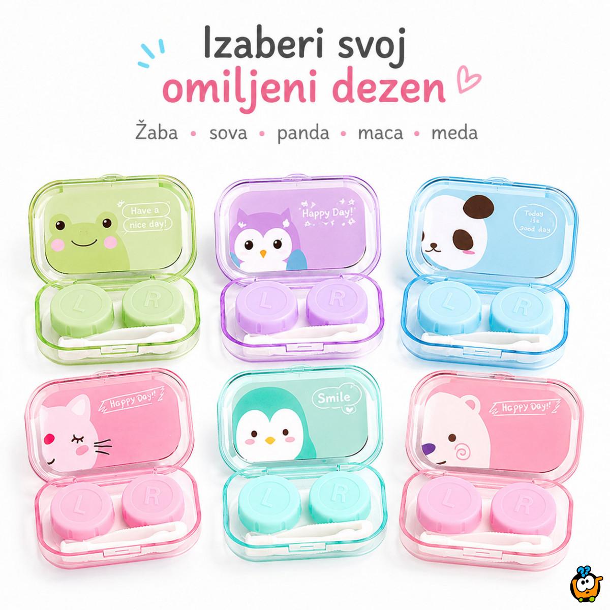 Set 2 kutije za sočiva sa ogledalom, pincetom i aplikatorom