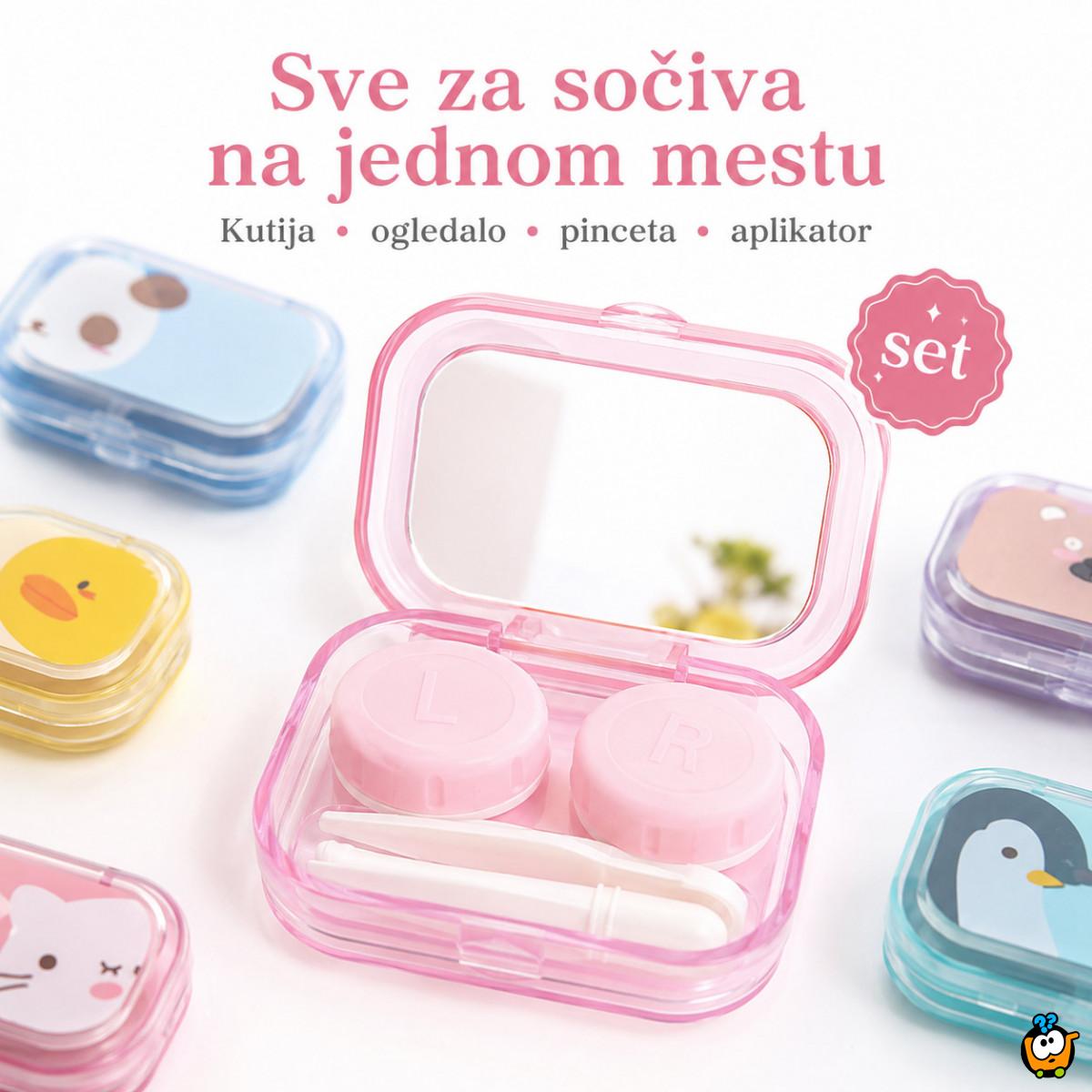 Set 2 kutije za sočiva sa ogledalom, pincetom i aplikatorom