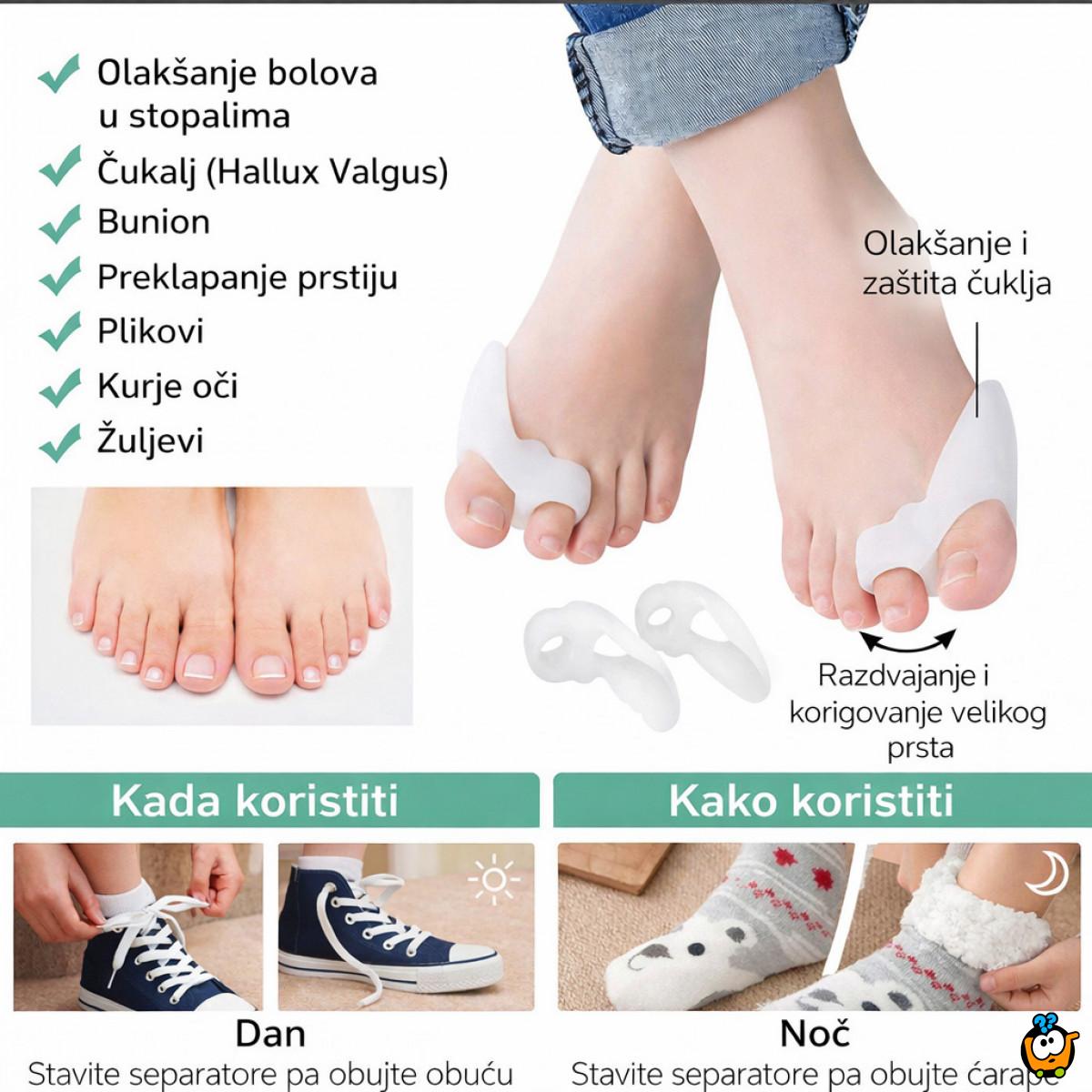 Silikonski ortopedski zaštitni separator za palac i čukljeve