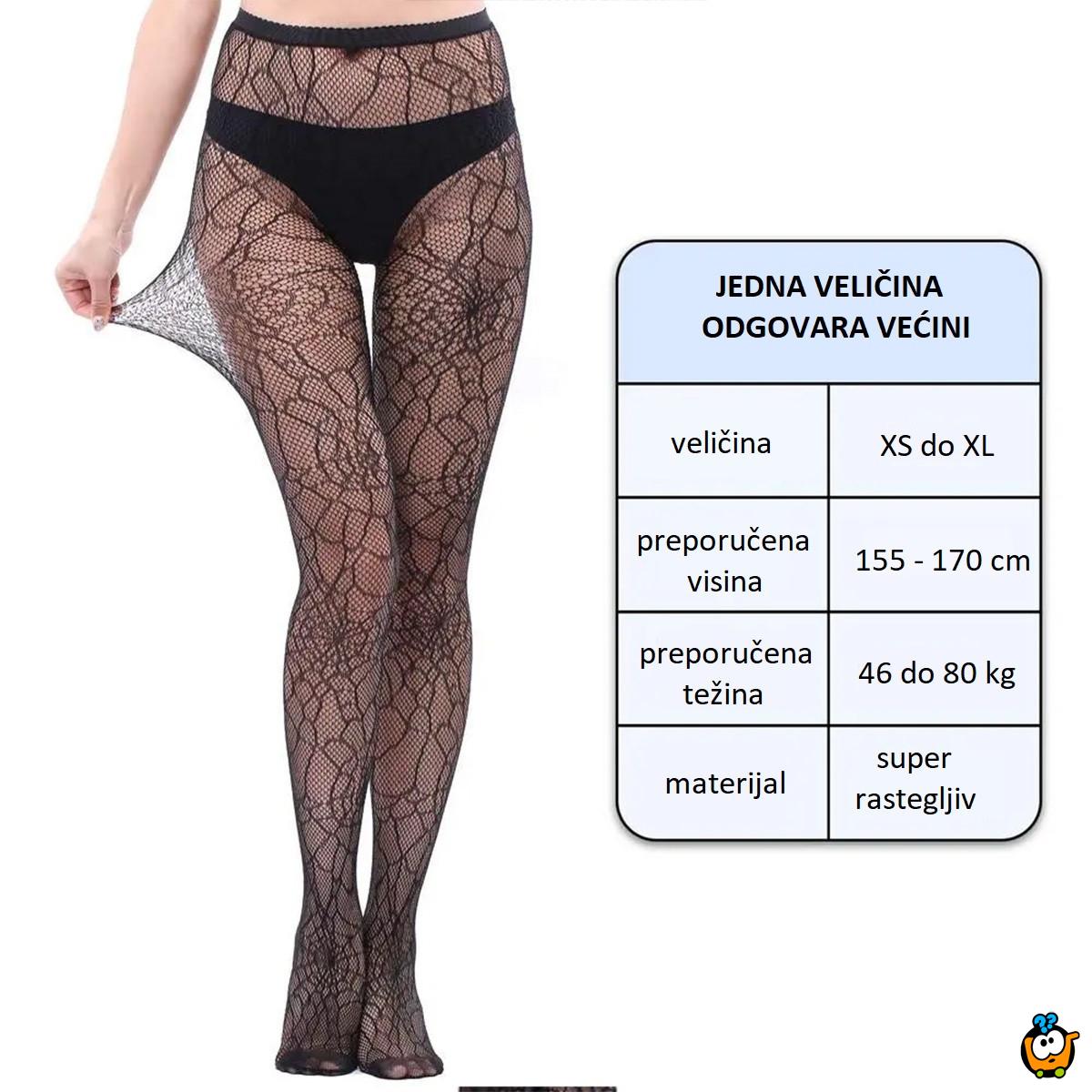 Zavodljive crne mrežaste unihopke sa dezenom paukove mreže