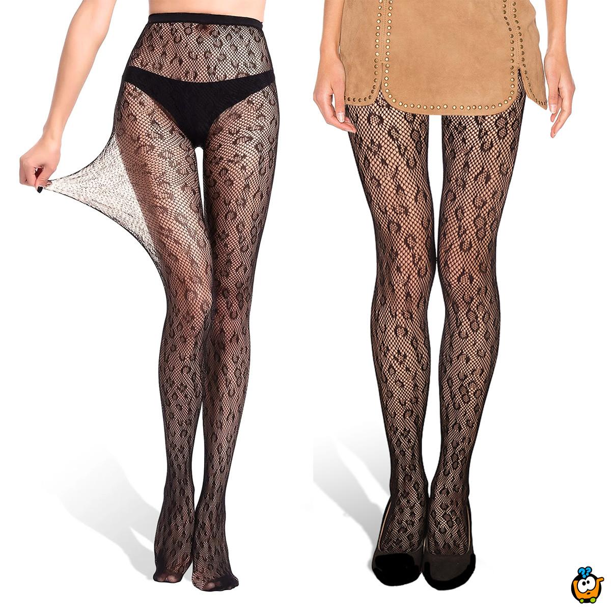 Zavodljive crne mrežaste unihopke sa leopard dezenom