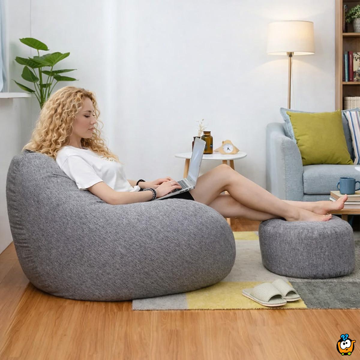 Lazy Bean Bag - Udobna Lazy Bag fotelja sa tabureom u setu