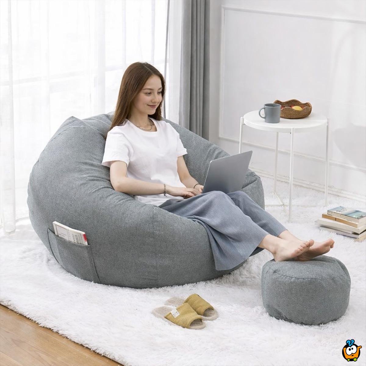 Lazy Bean Bag - Udobna Lazy Bag fotelja sa tabureom u setu