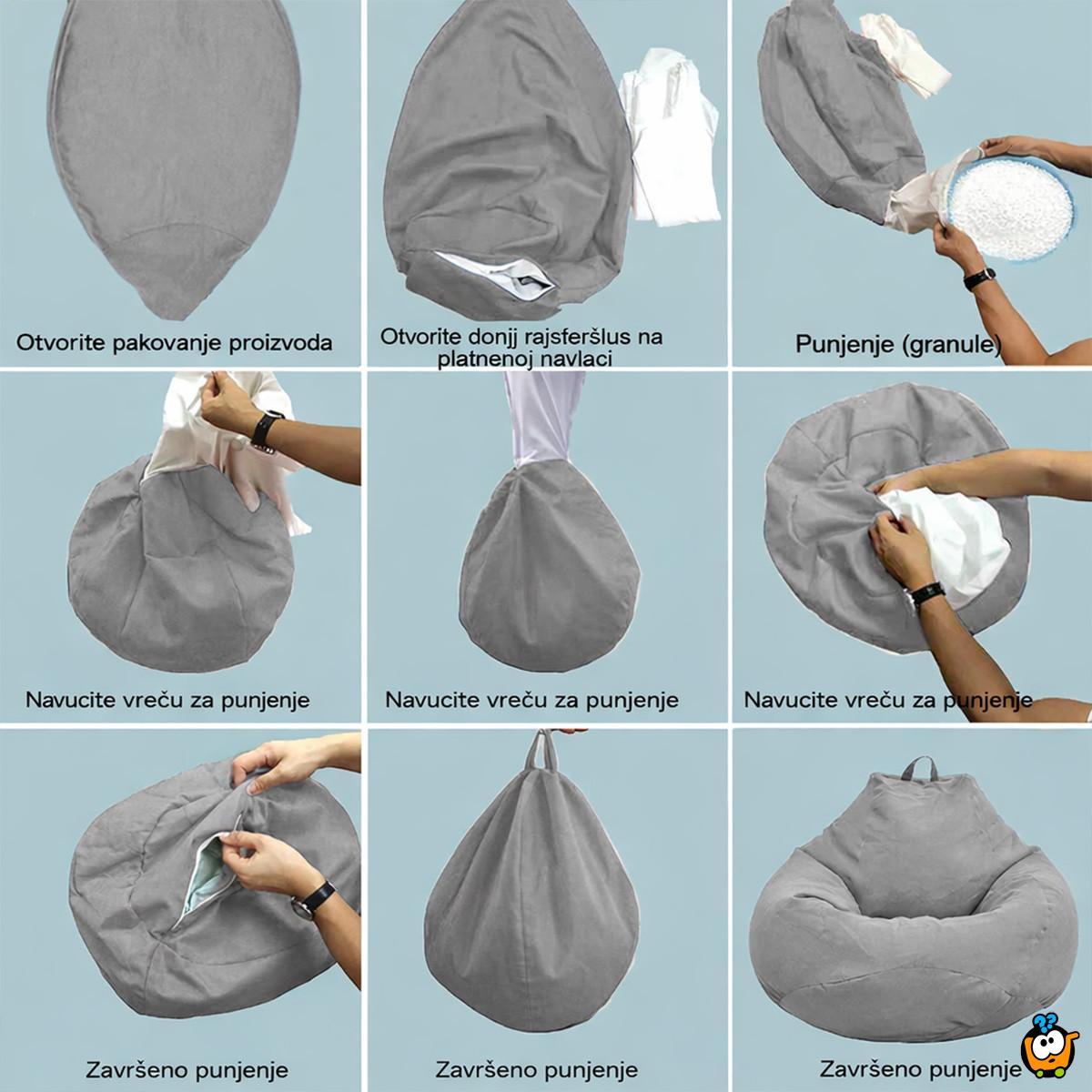 Lazy Bean Bag - Udobna Lazy Bag fotelja sa tabureom u setu