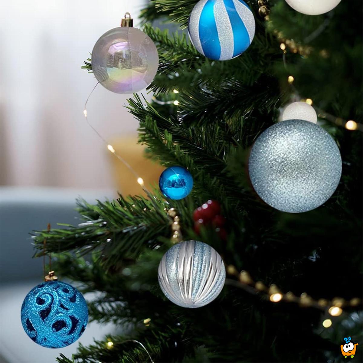 White-Blue Shine set - 42 magična ukrasa za jelku u plavim i belim nijansama