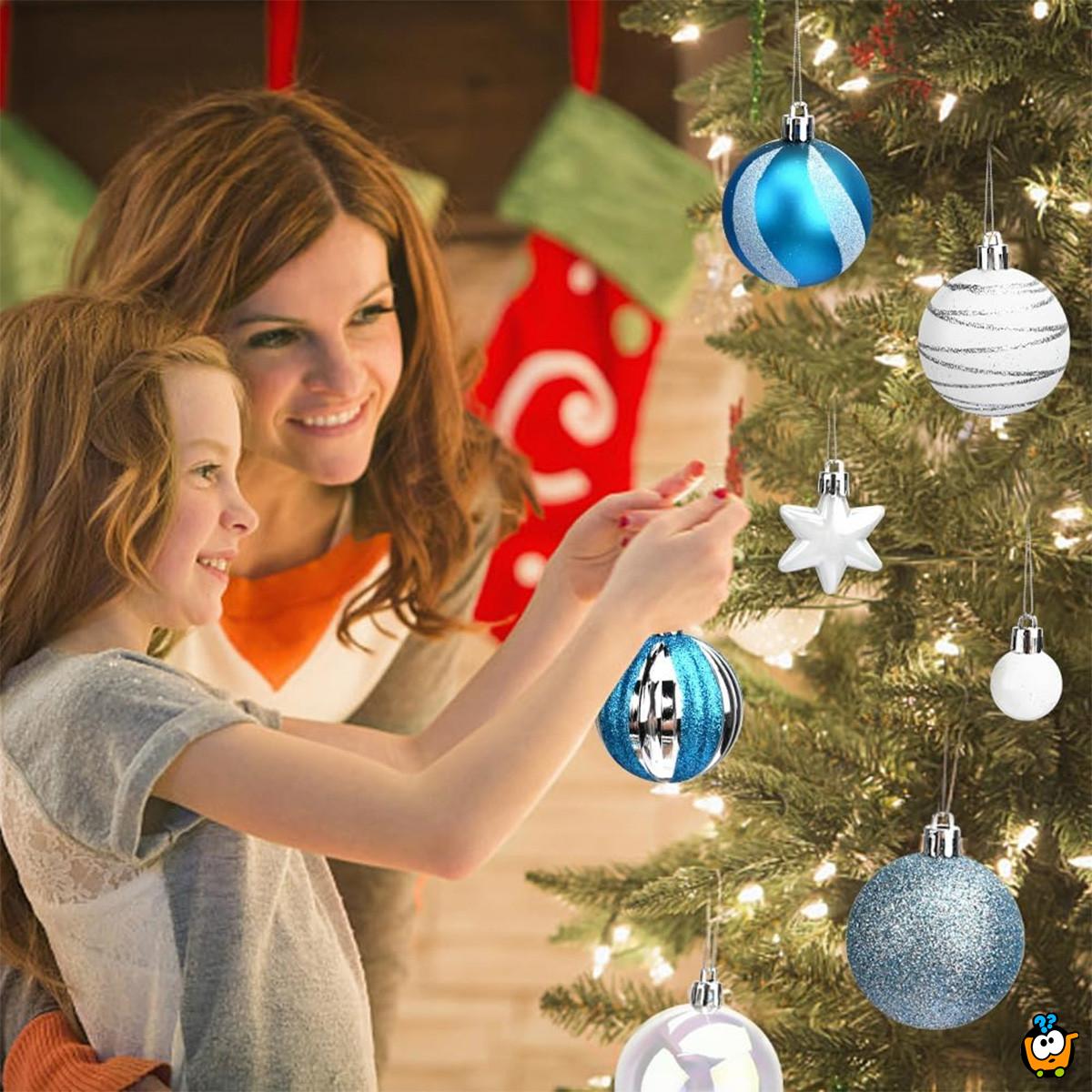 White-Blue Shine set - 42 magična ukrasa za jelku u plavim i belim nijansama