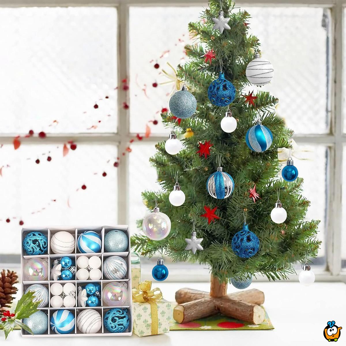 White-Blue Shine set - 42 magična ukrasa za jelku u plavim i belim nijansama