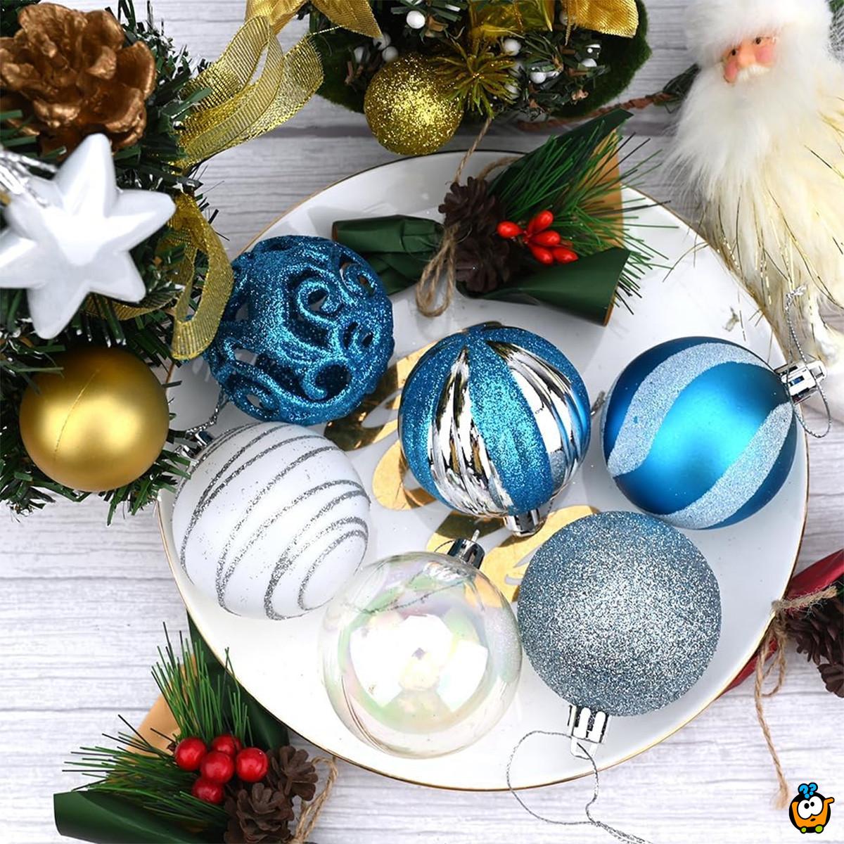 White-Blue Shine set - 42 magična ukrasa za jelku u plavim i belim nijansama