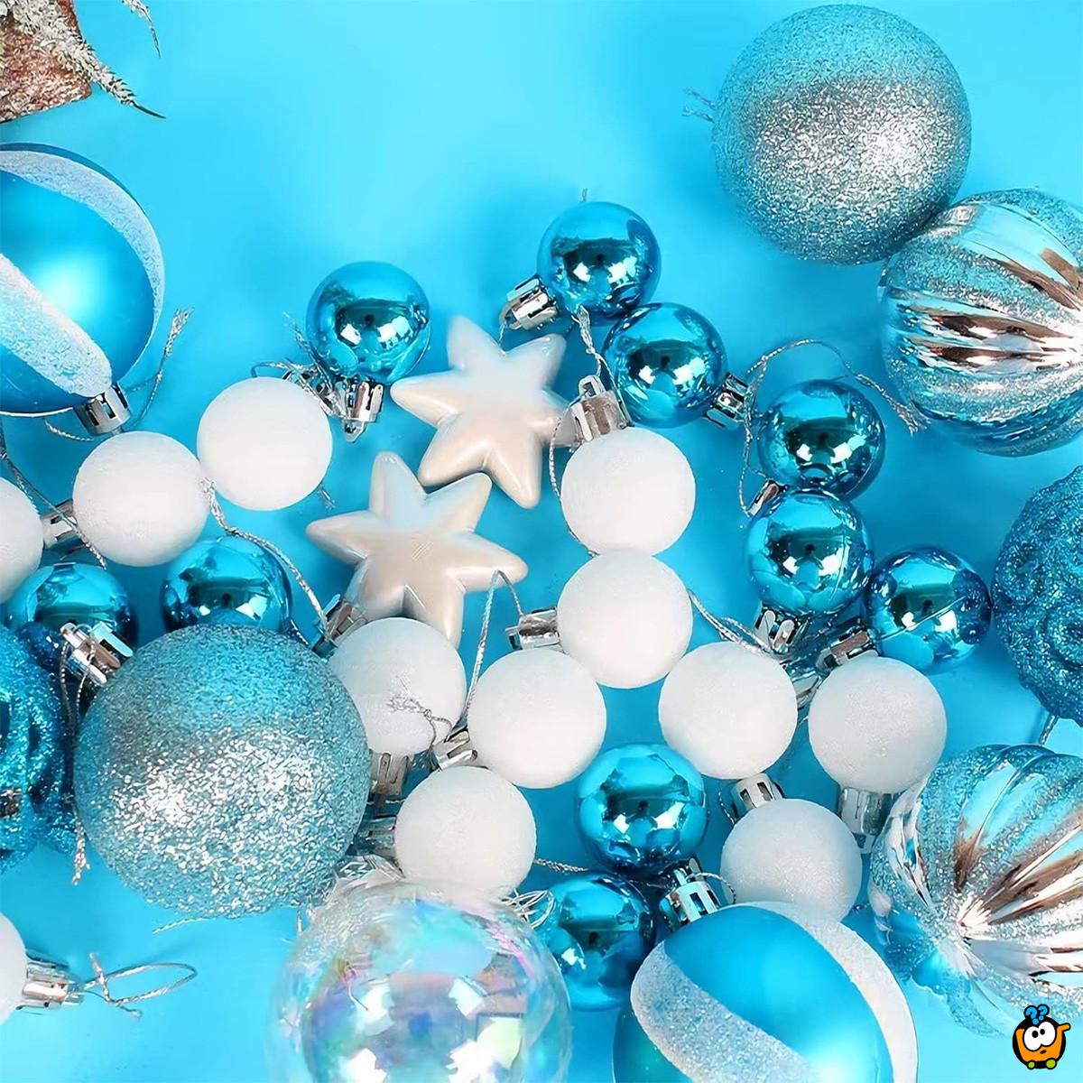 White-Blue Shine set - 42 magična ukrasa za jelku u plavim i belim nijansama