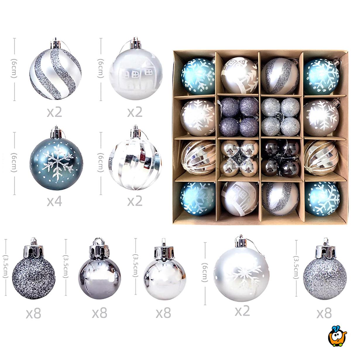 Silver-Blue Shine set - 44 magična ukrasa za jelku u srebrnim i plavim nijansama