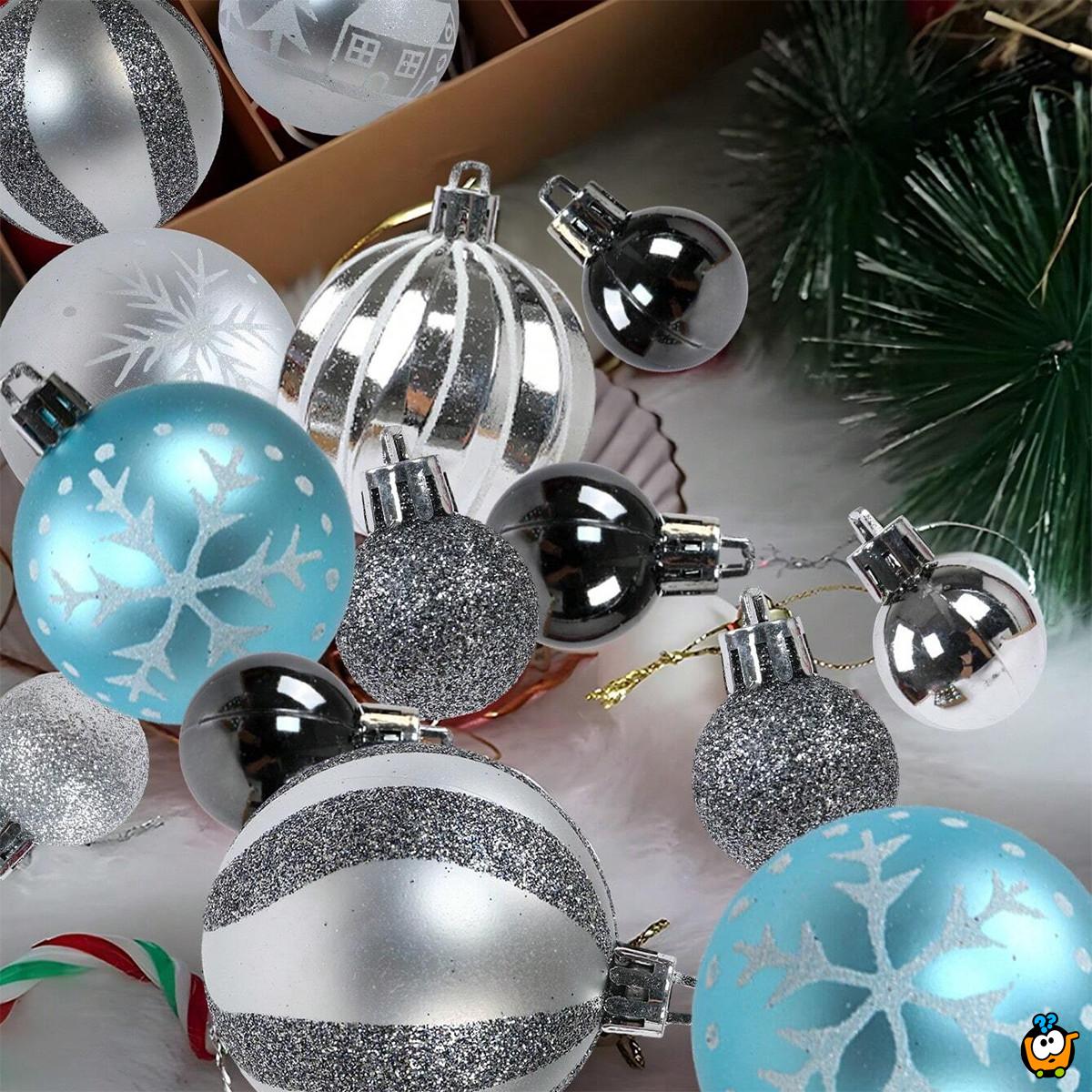 Silver-Blue Shine set - 44 magična ukrasa za jelku u srebrnim i plavim nijansama
