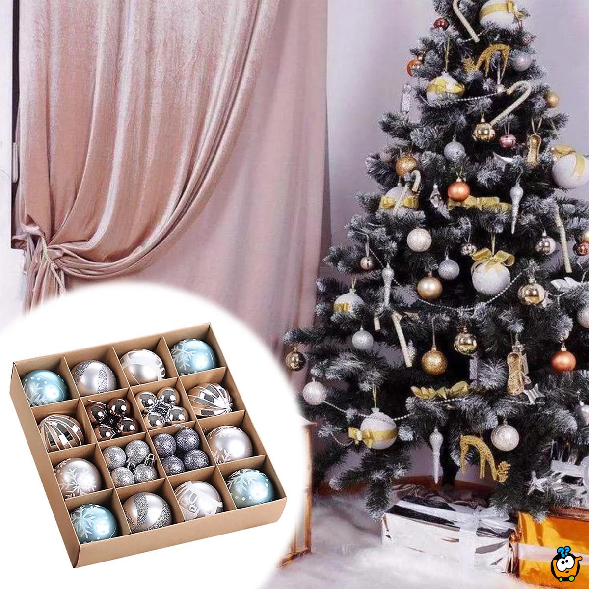Silver-Blue Shine set - 44 magična ukrasa za jelku u srebrnim i plavim nijansama