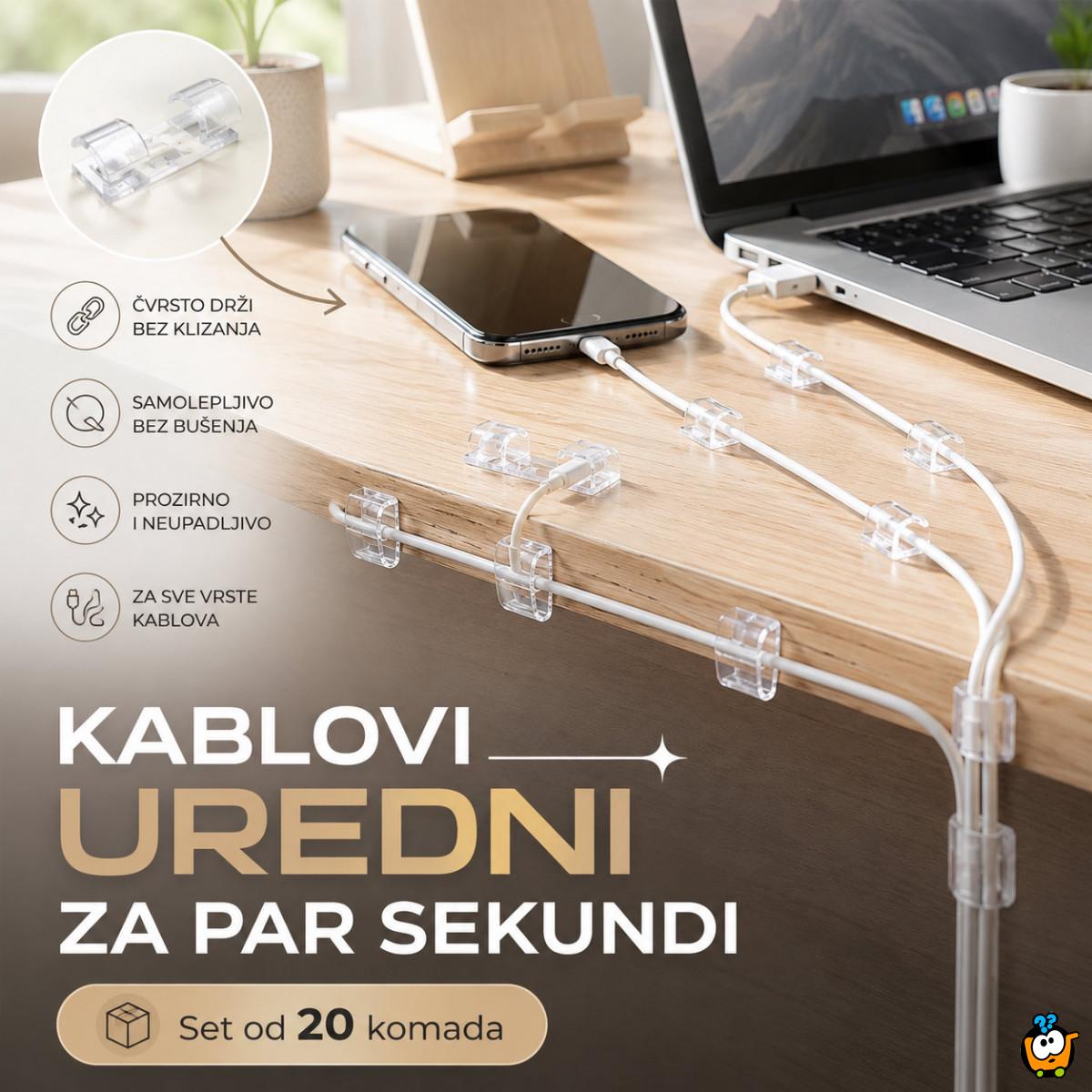 Set od 20 samolepljivih organizera za kablove – uredan sto bez zapetljanih žica