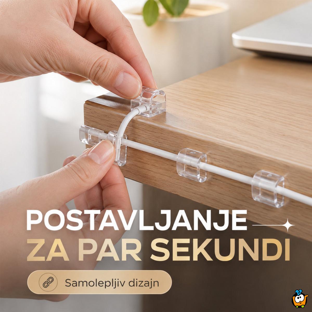 Set od 20 samolepljivih organizera za kablove – uredan sto bez zapetljanih žica