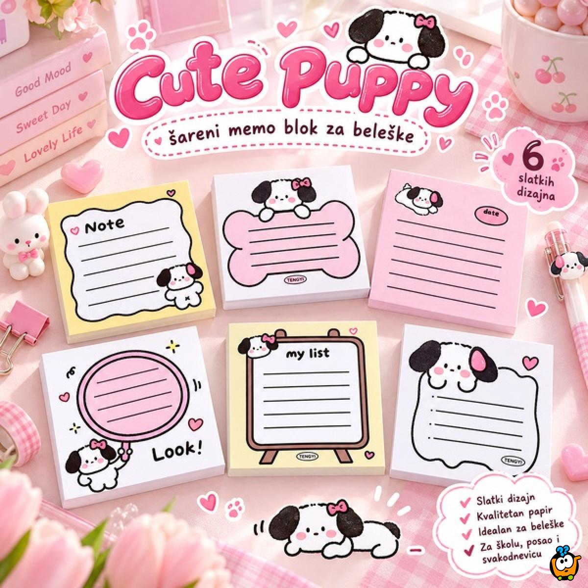 Cute Puppy - šareni memo blok za beleške