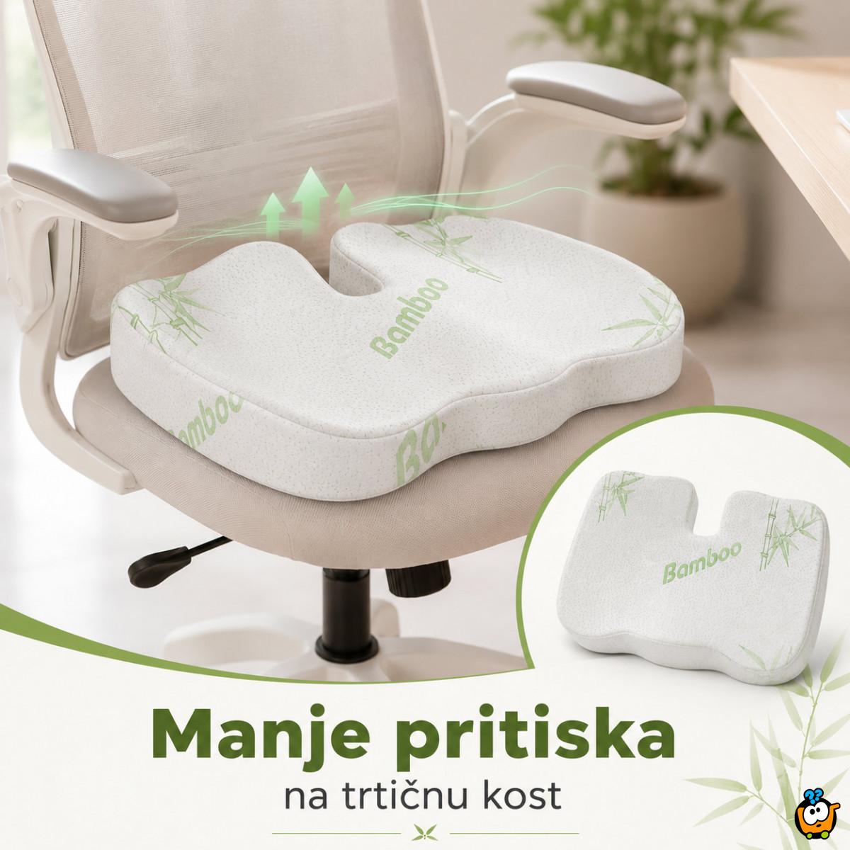 Bamboo Comfort ortopedski jastuk od memorijske pene za sedenje – podrška za leđa i trtičnu kost