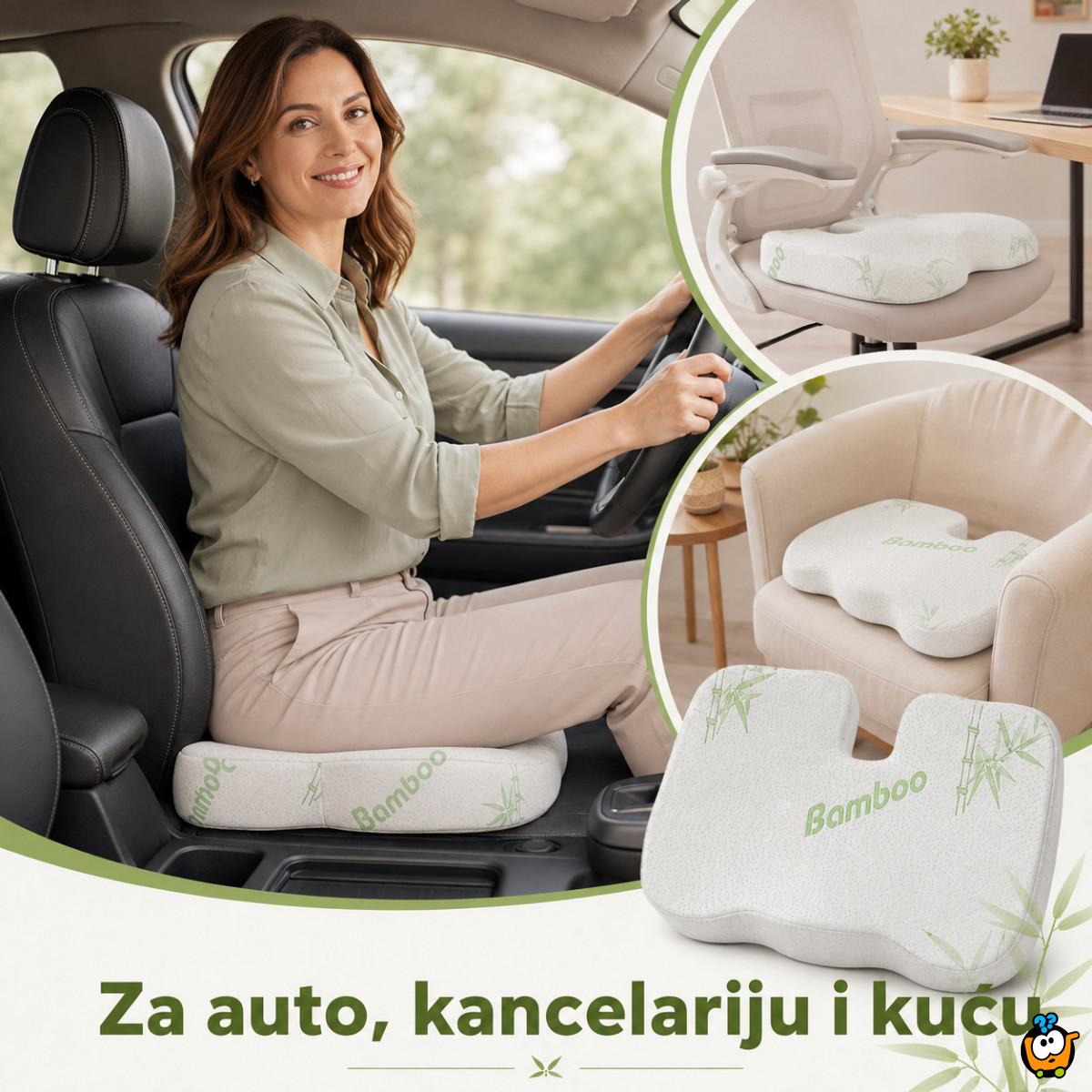 Bamboo Comfort ortopedski jastuk od memorijske pene za sedenje – podrška za leđa i trtičnu kost