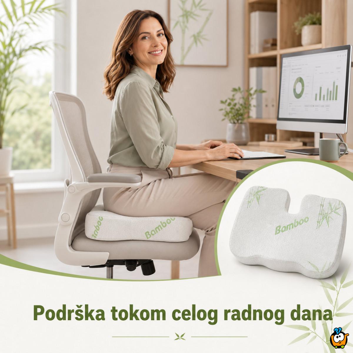 Bamboo Comfort ortopedski jastuk od memorijske pene za sedenje – podrška za leđa i trtičnu kost