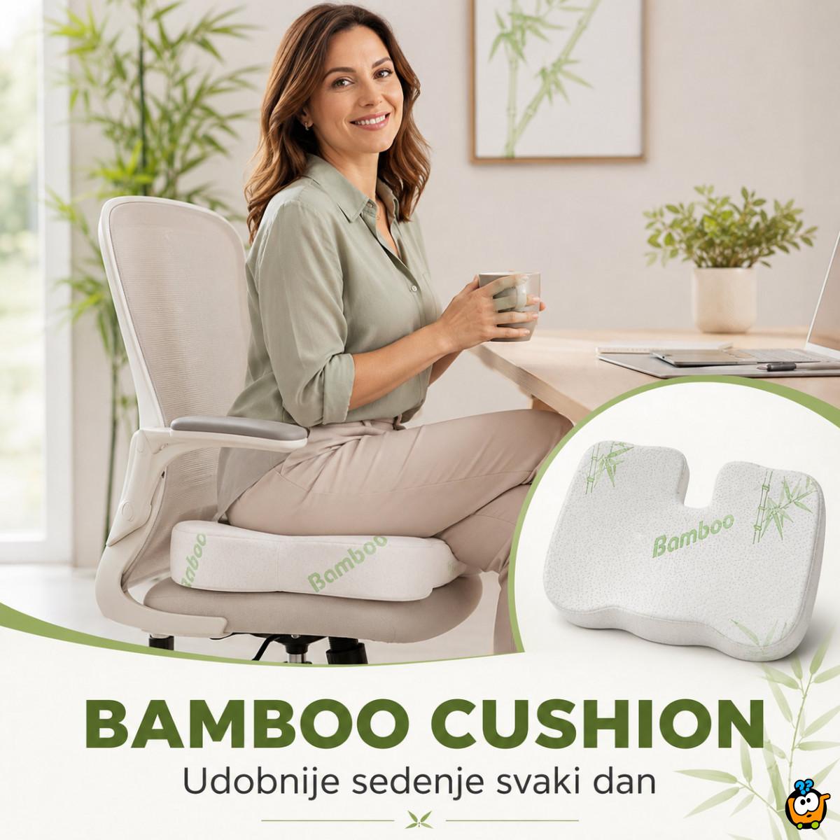 Bamboo Comfort ortopedski jastuk od memorijske pene za sedenje – podrška za leđa i trtičnu kost