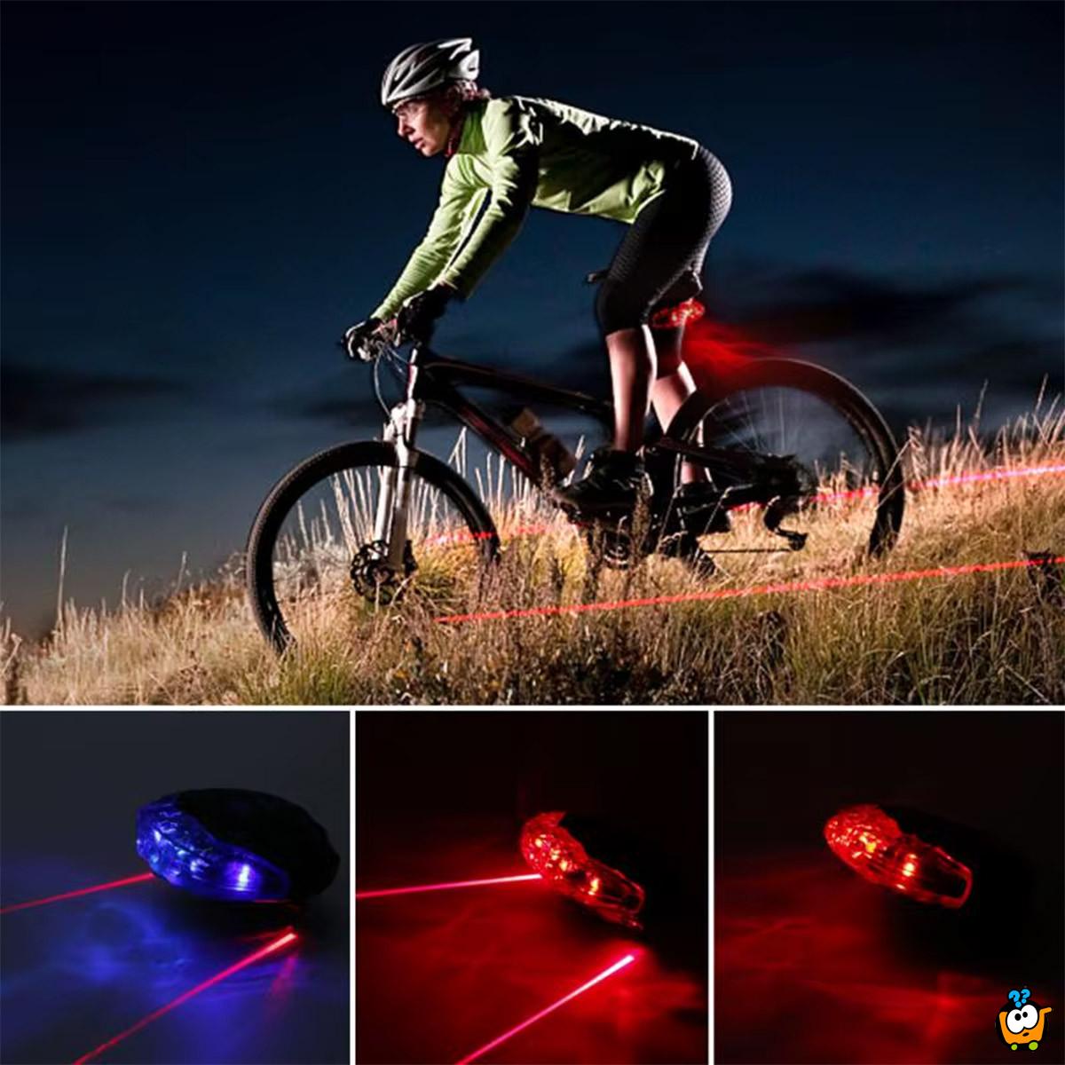 Zadnje svetlo za bicikl i dvostruki laser za odličnu vidljivost