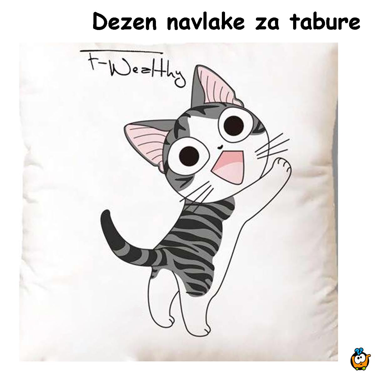 Tabure sa drvenim nogarama - MACA NA BELOM PLATNU