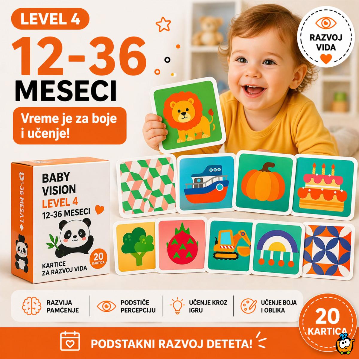 Baby Vision level 4 - edukativne kartice za bebe jarkih boja (12-36 meseci)