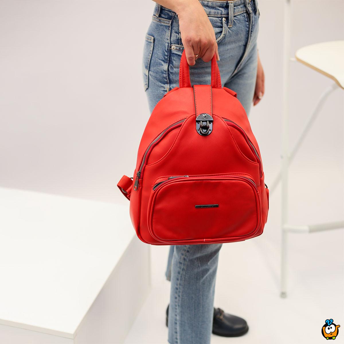 Backpack Red - kompaktni modni ranac u crvenoj  boji 1381 RED