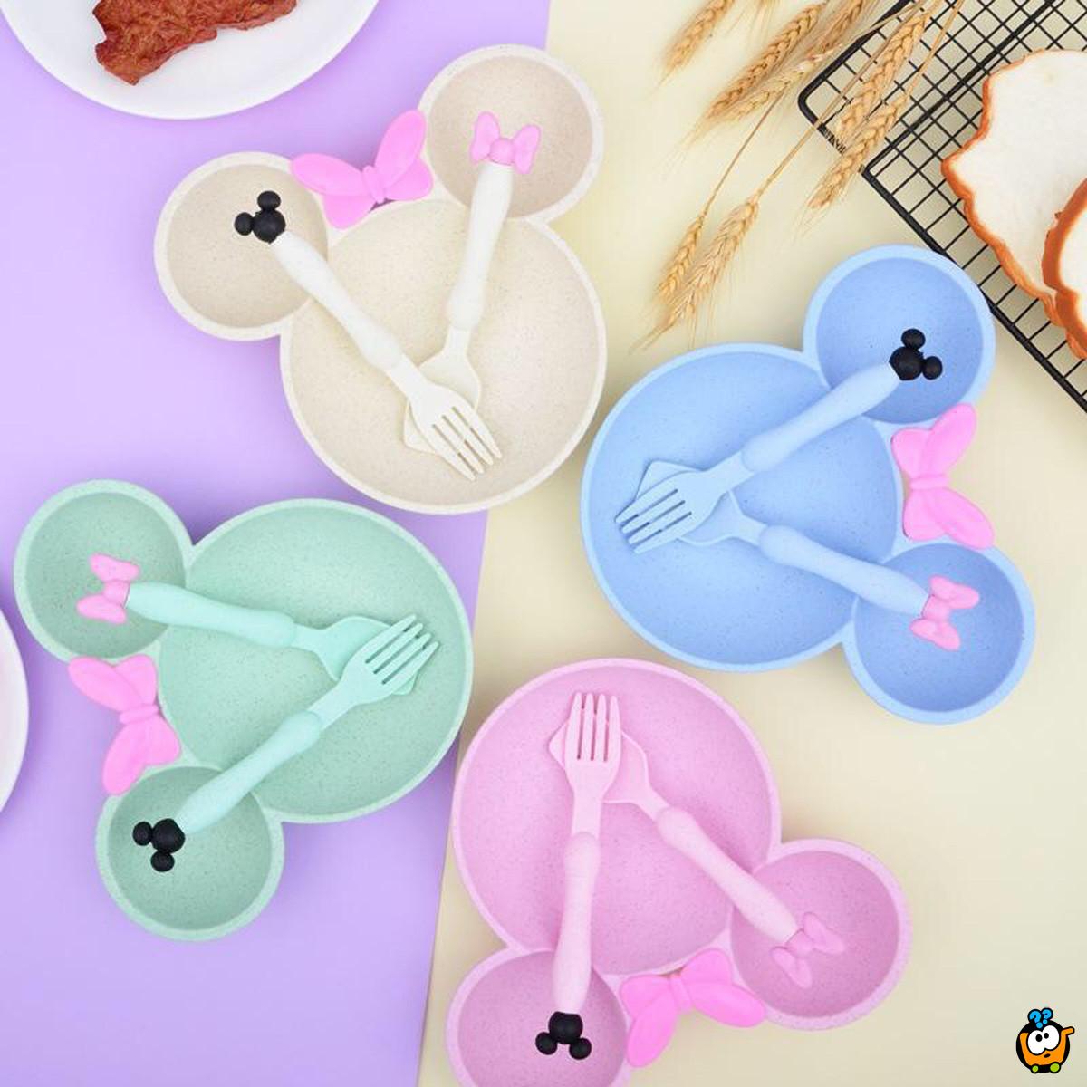 Mini Maus pastelni set - tanjirić sa kašikom i viljuškom