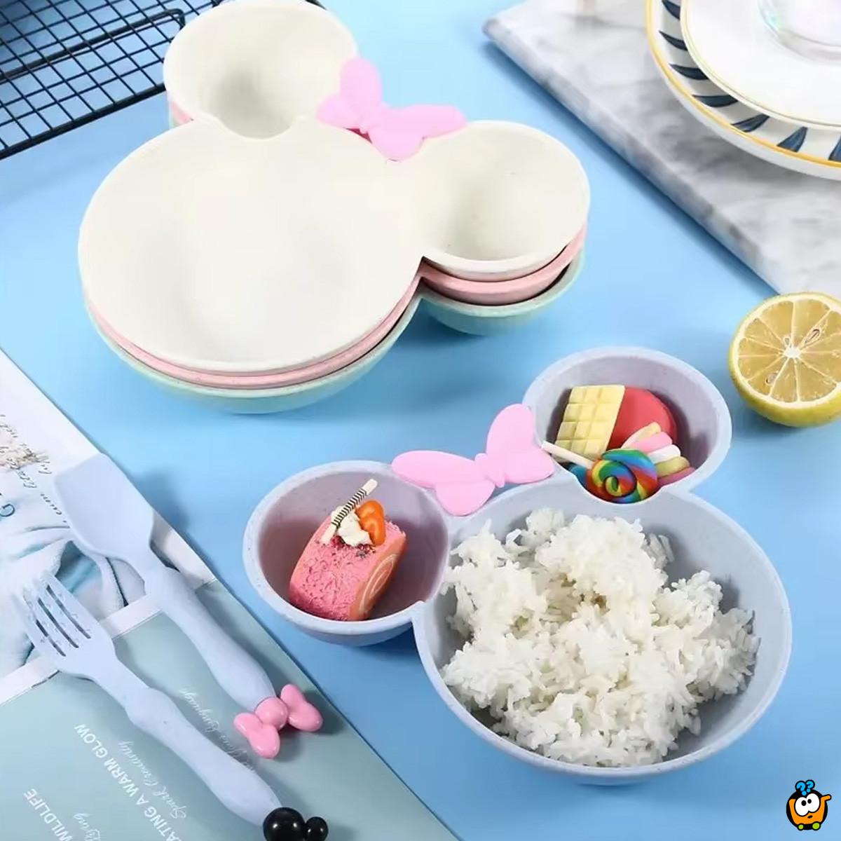 Mini Maus pastelni set - tanjirić sa kašikom i viljuškom