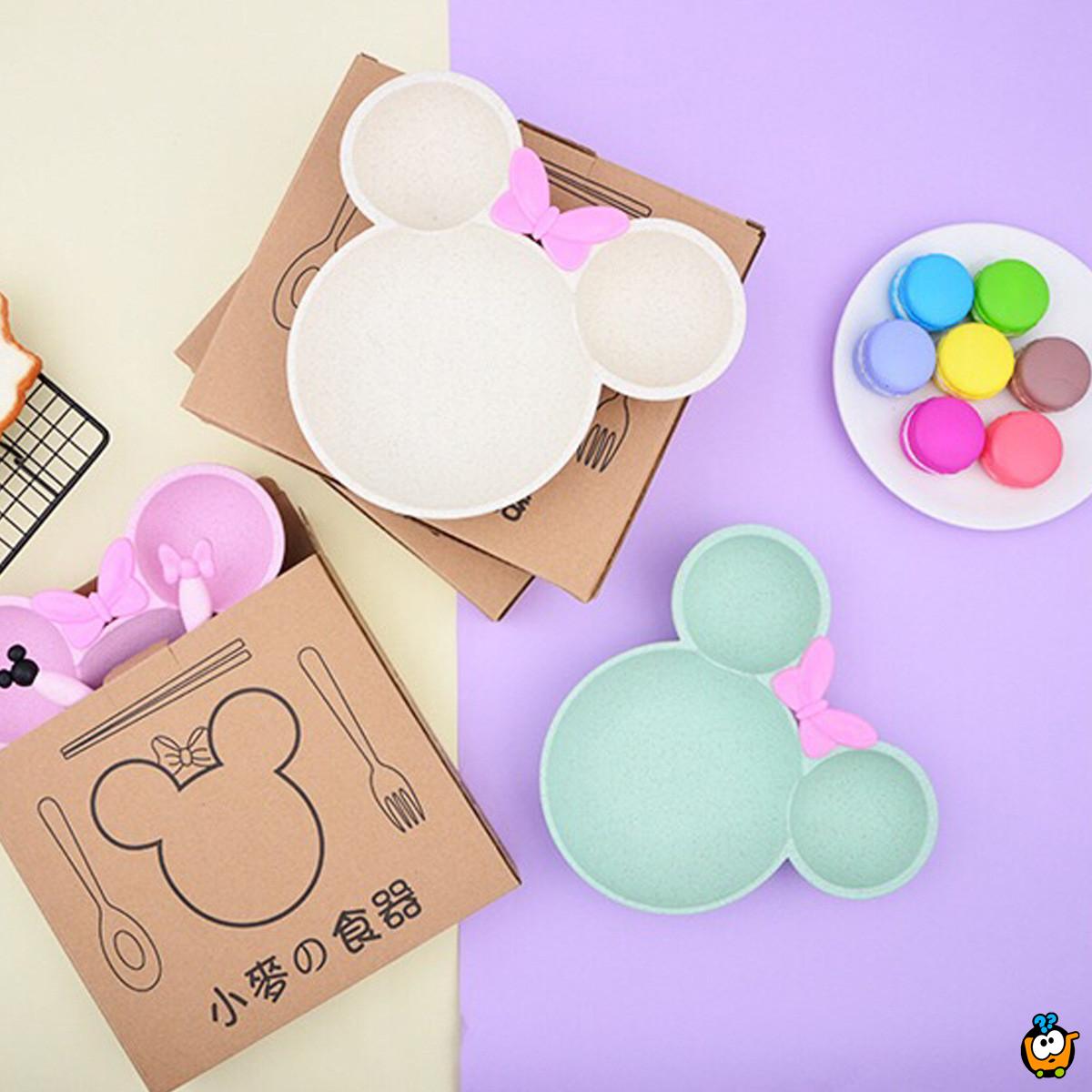 Mini Maus pastelni set - tanjirić sa kašikom i viljuškom