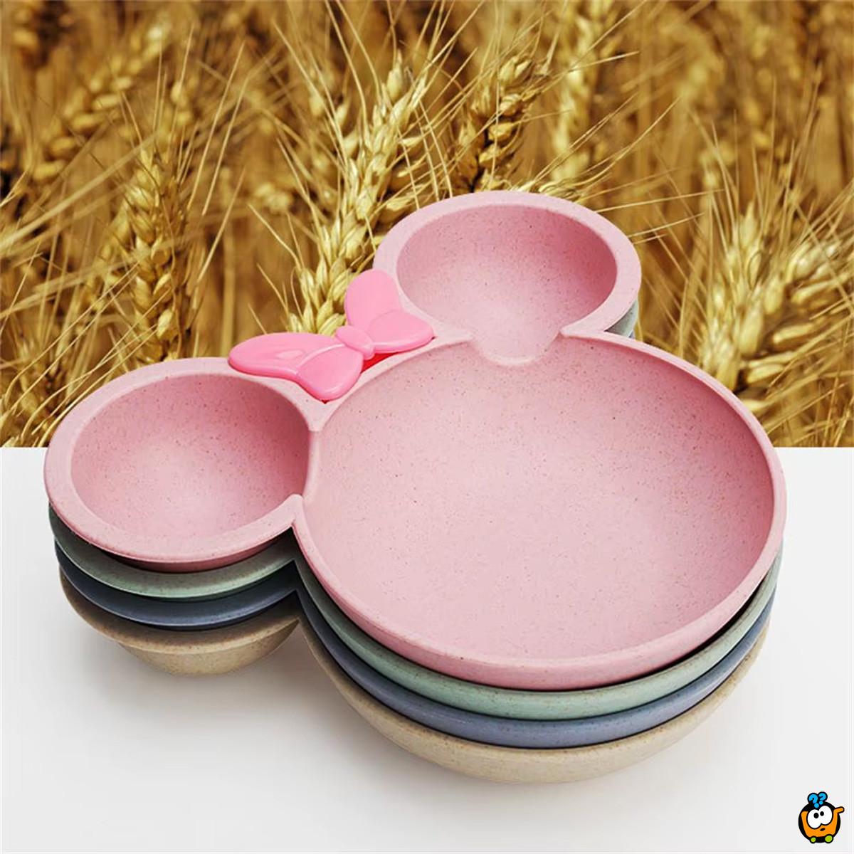 Mini Maus pastelni set - tanjirić sa kašikom i viljuškom