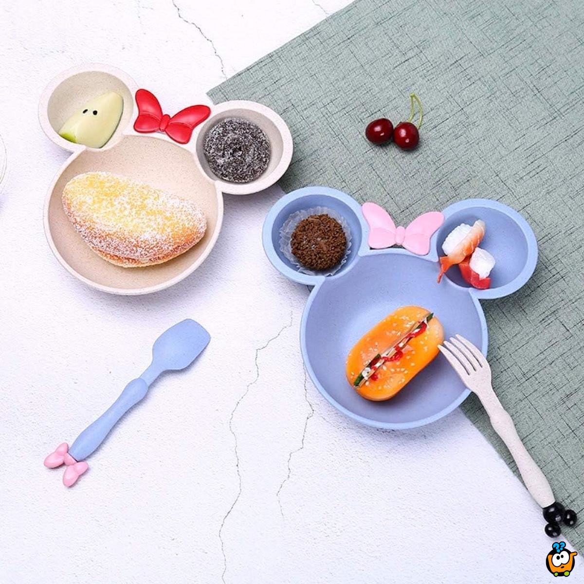 Mini Maus pastelni set - tanjirić sa kašikom i viljuškom