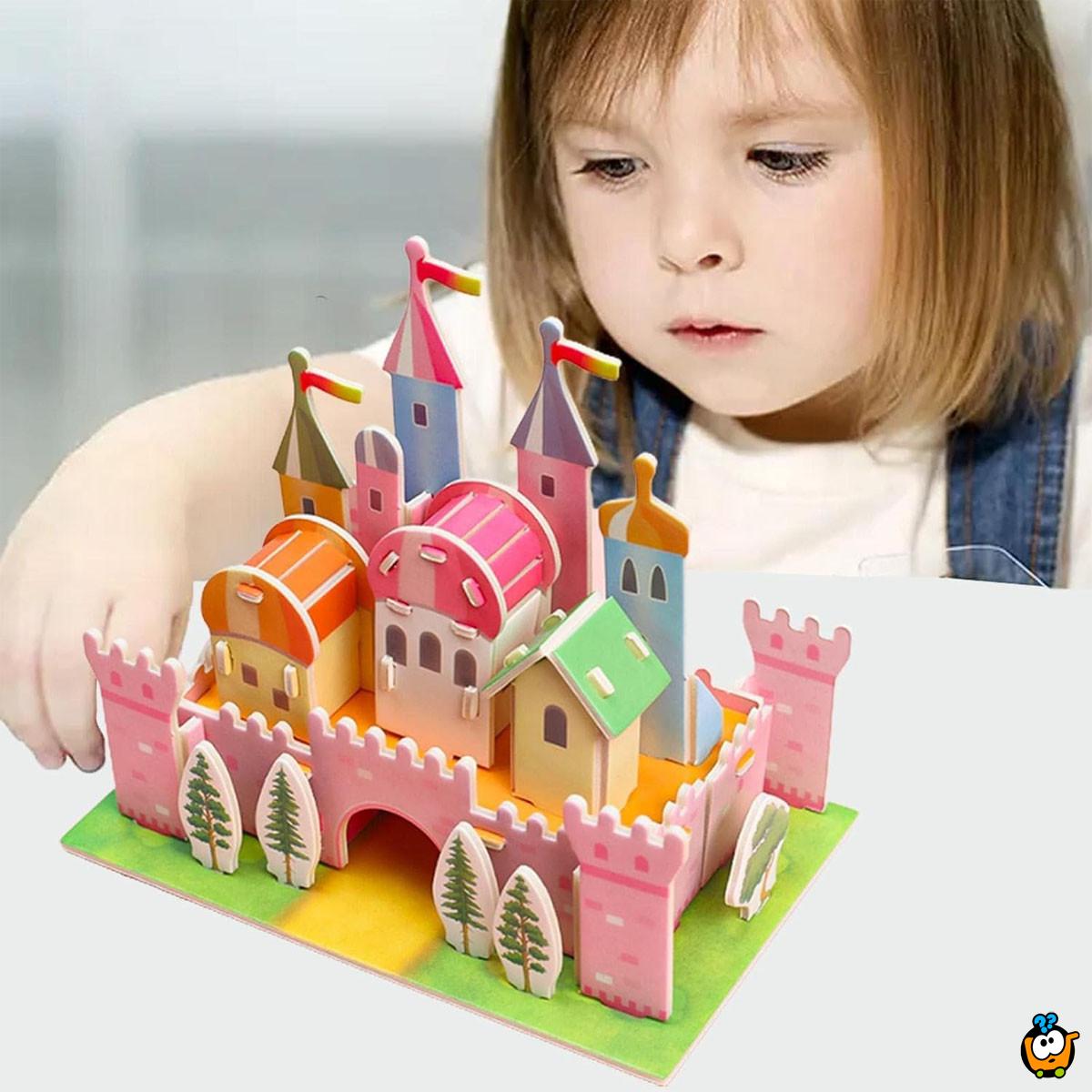 3D puzle za mališane - Šareni zamak sa utvrđenjem
