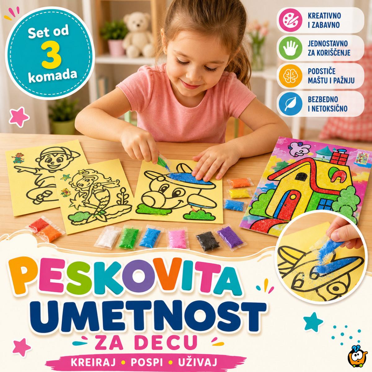 Set od 3 bojanke sa peskom za decu – kreativna peskovita umetnost