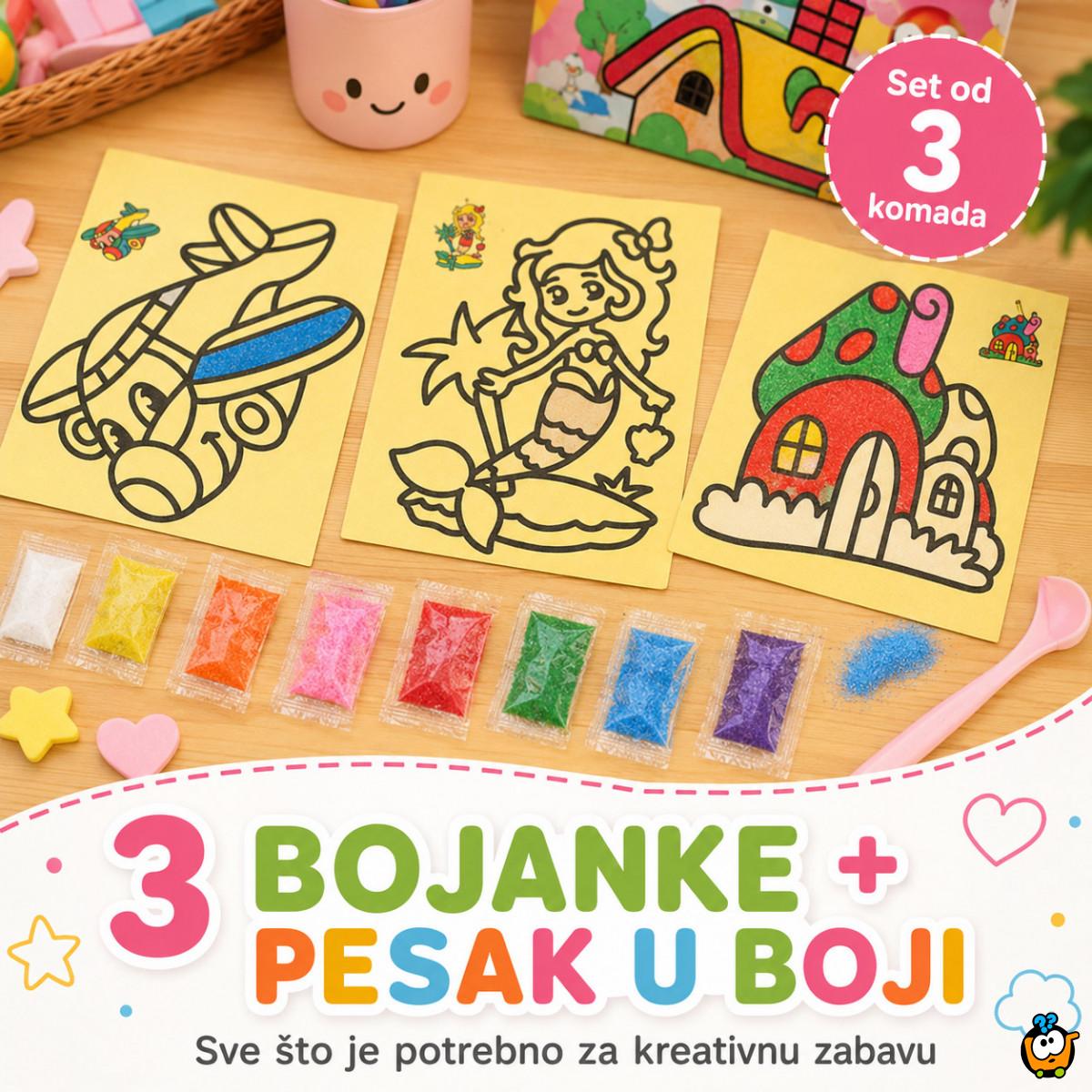 Set od 3 bojanke sa peskom za decu – kreativna peskovita umetnost
