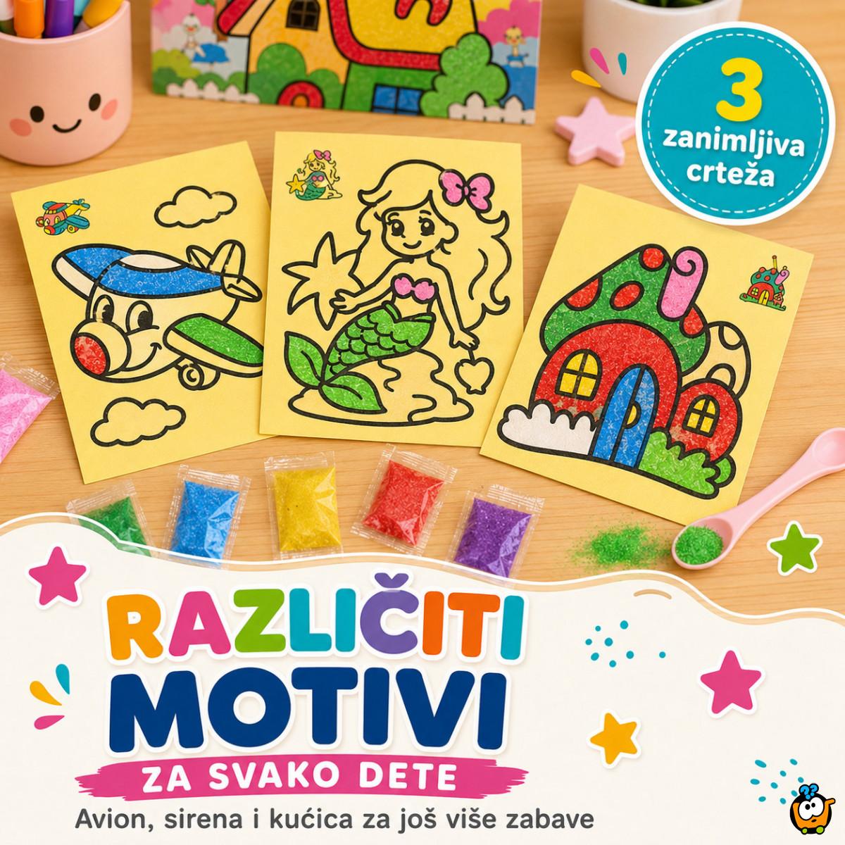 Set od 3 bojanke sa peskom za decu – kreativna peskovita umetnost