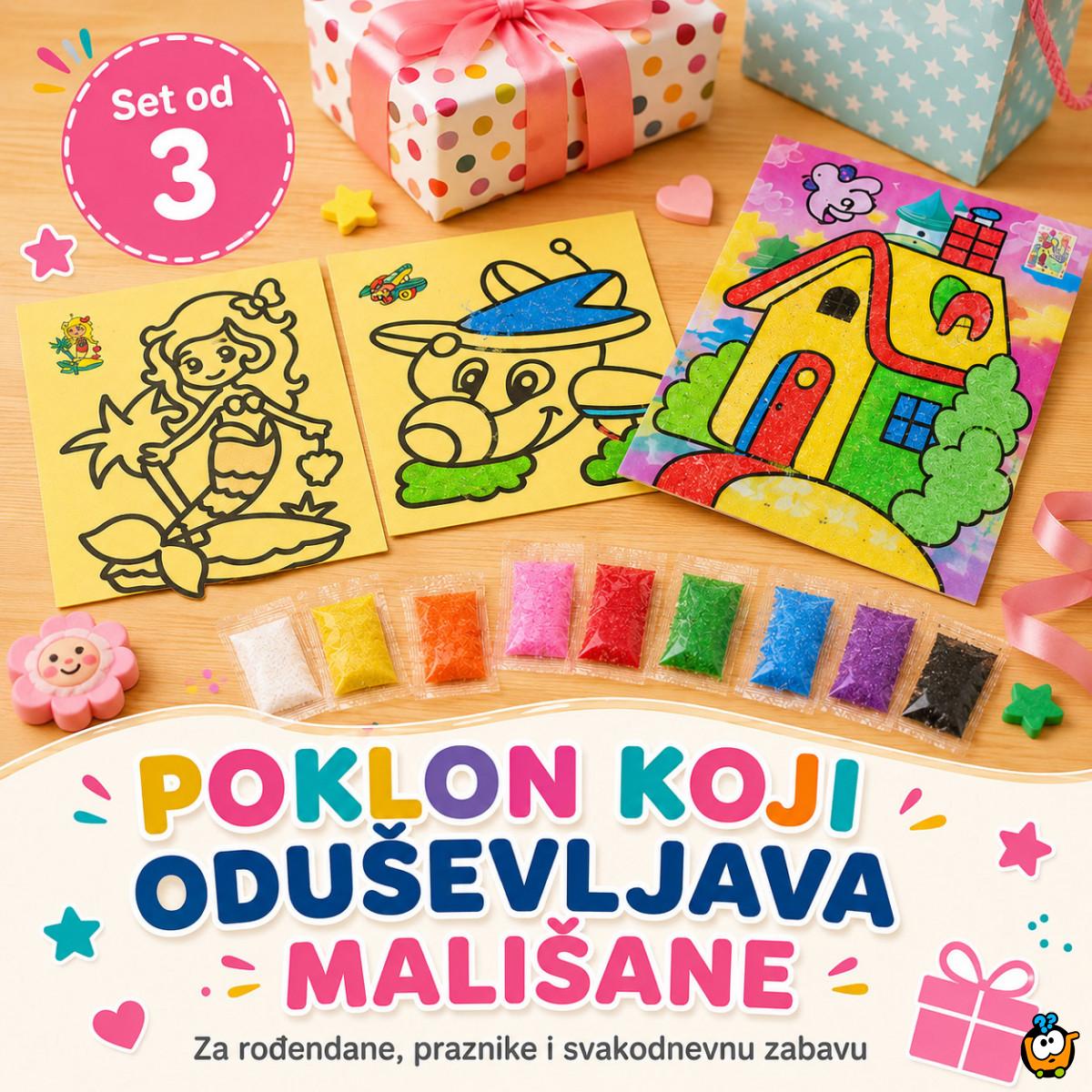 Set od 3 bojanke sa peskom za decu – kreativna peskovita umetnost
