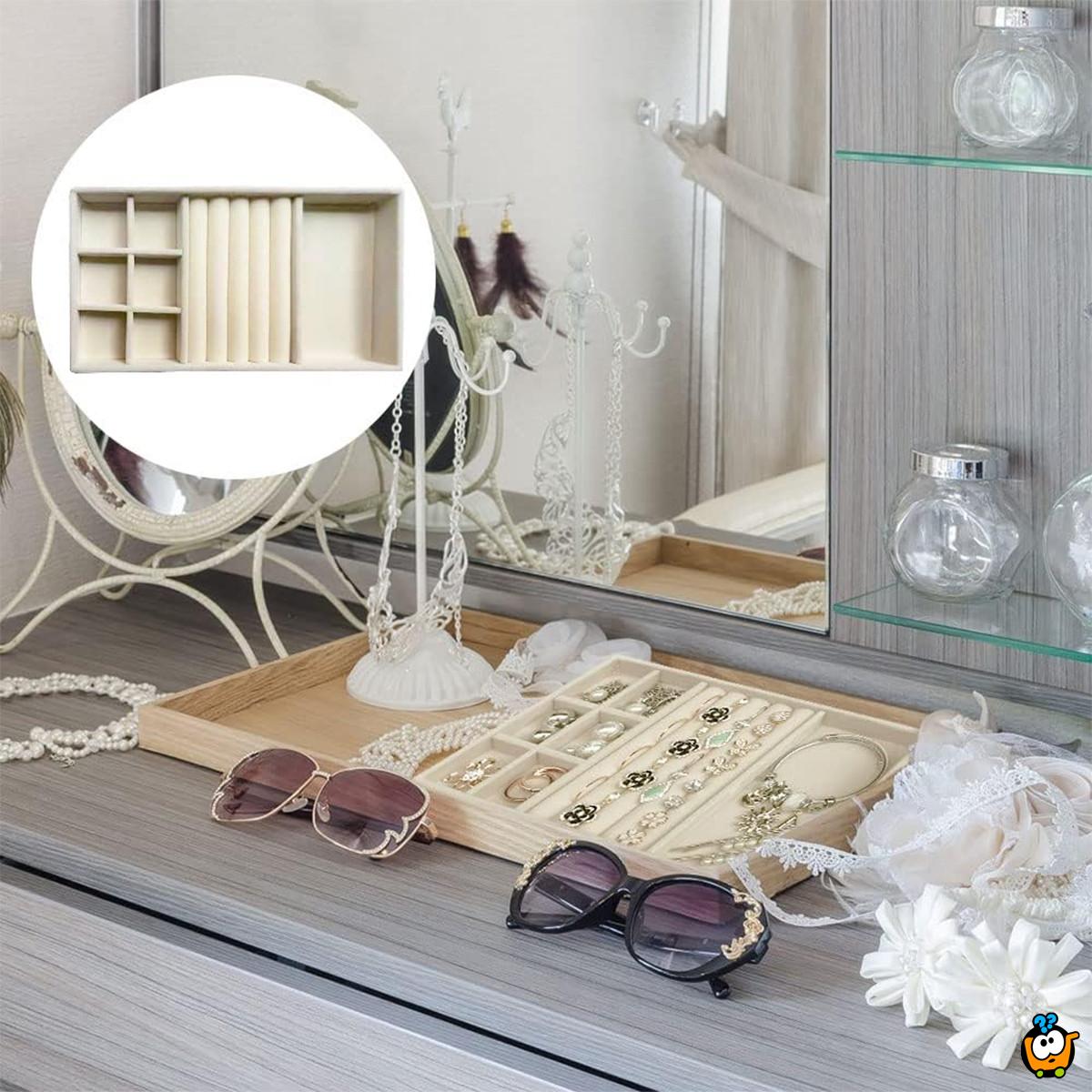 Decor Mix - Plišana kutija za nakit sa 3 različite pregrade