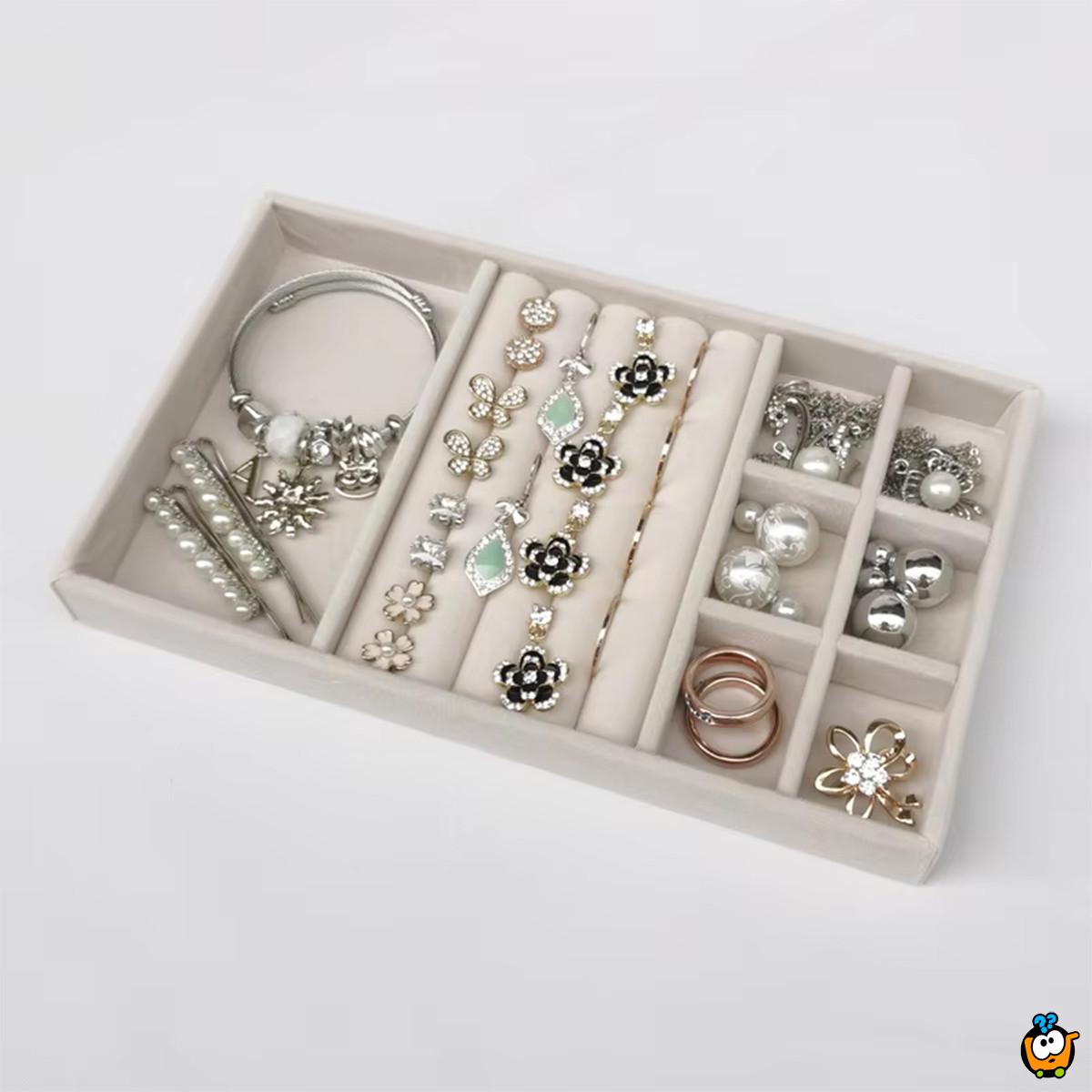 Decor Mix - Plišana kutija za nakit sa 3 različite pregrade